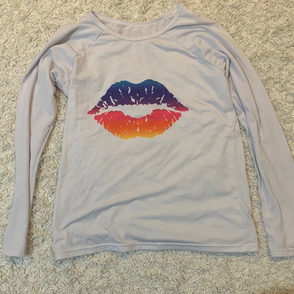 Brand new girls white lips shirt